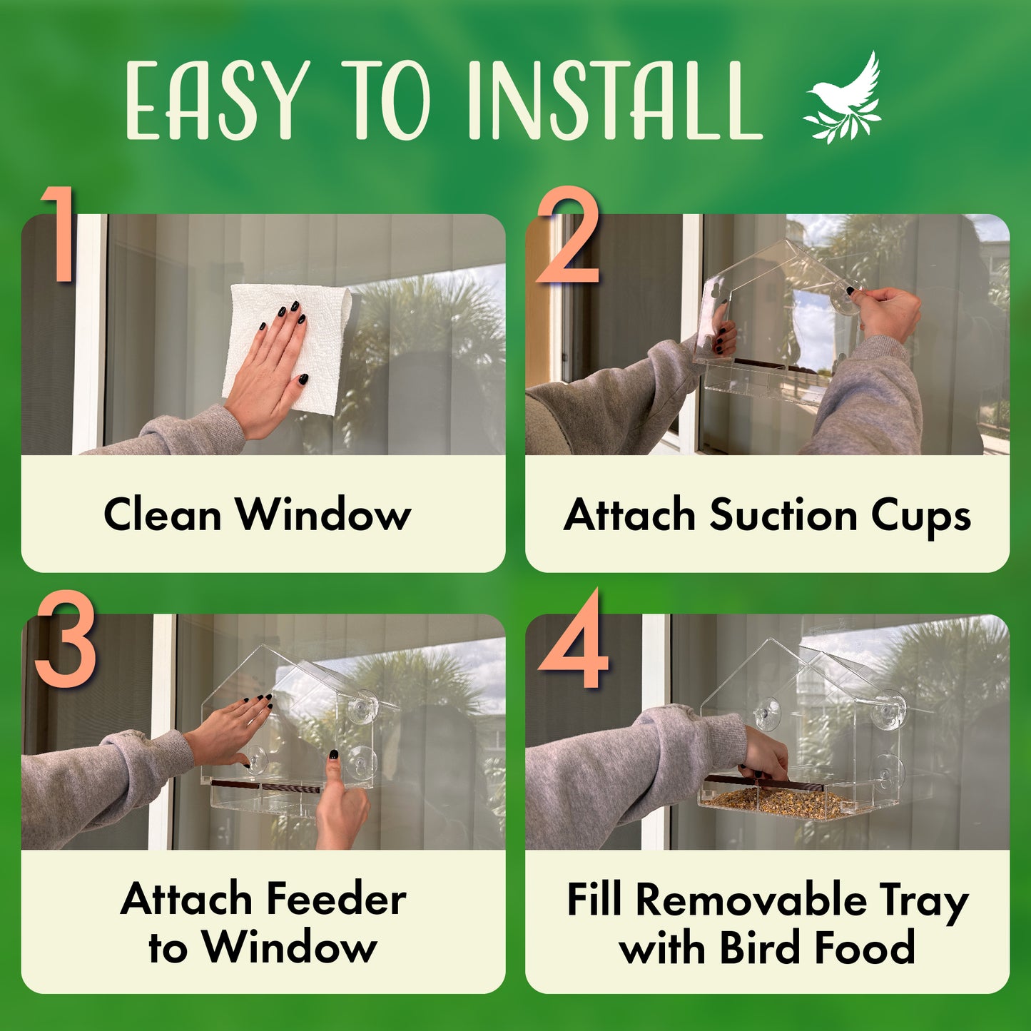 House Window Bird Feeder with Strong Suction Cups