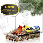 House Window Bird Feeder with Viewing Hole and Seed Tray