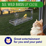 Window Bird Feeder with Viewing Hole and Seed Tray
