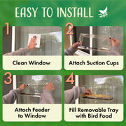 Window Bird Feeder with Viewing Hole and Seed Tray