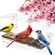 Window Bird Feeder with Viewing Hole and Seed Tray